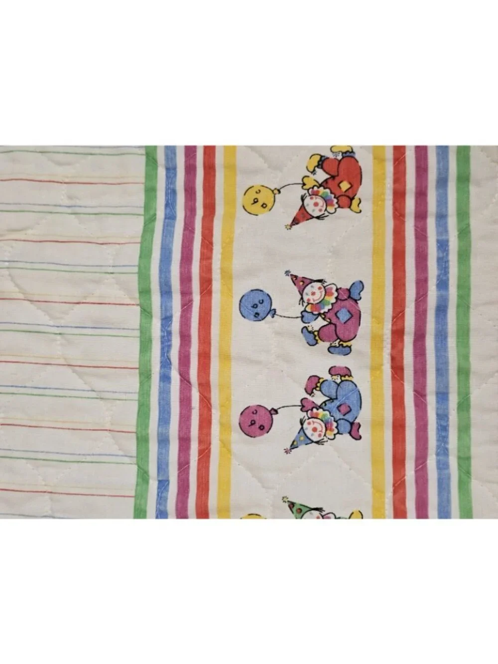 VTG Baby Quilt Blanket Circus‎ Clown Juggling ABCs Multi-color 33 X 43 In